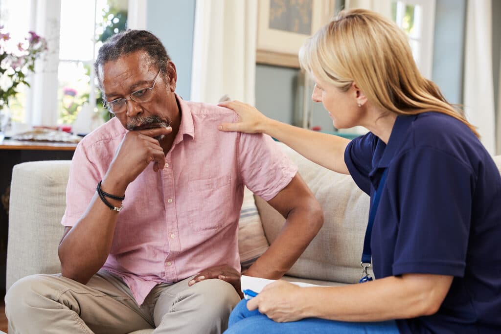 In-home care can help seniors dealing with depression with regular interaction and support.